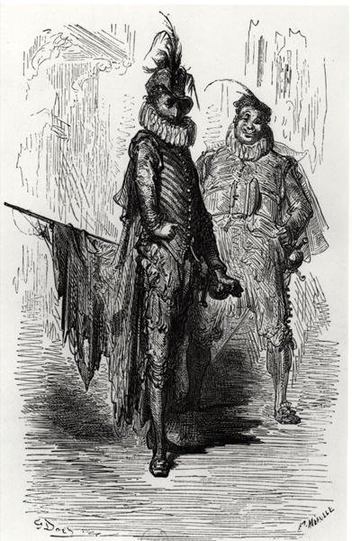 Ilustración de Le Capitaine Fracasse por Theophile Gautier (1811-72) grabado por Fortune Louis Meaulle (1844-1901) 1866 de Gustave after Dore
