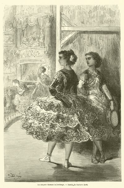 La Amparo bailando el fandango de Gustave after Dore