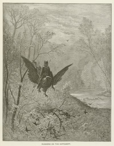 Ruggiero en el Hipogrifo de Gustave after Dore