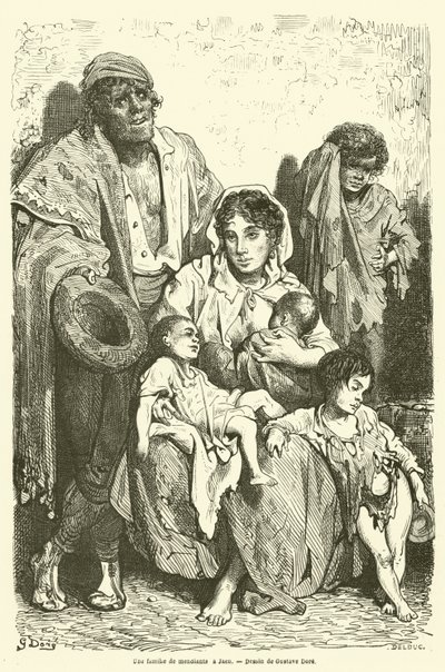 Una familia de mendigos en Jaén de Gustave after Dore