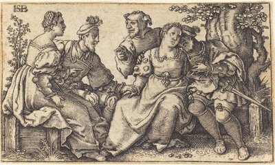 Dos parejas amorosas con payaso de after Hans Sebald Beham