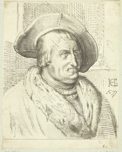 Retrato imaginario de un anciano con sombrero de after Hendrick Goltzius
