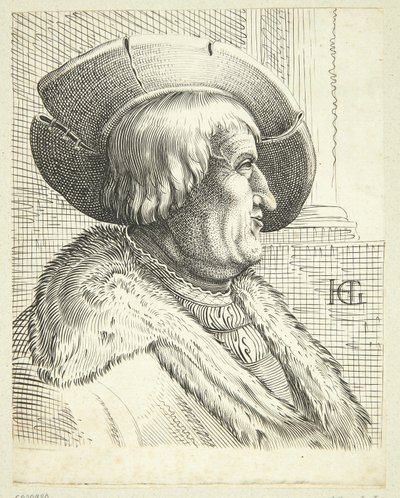 Retrato imaginario de un anciano con sombrero de perfil de after Hendrick Goltzius