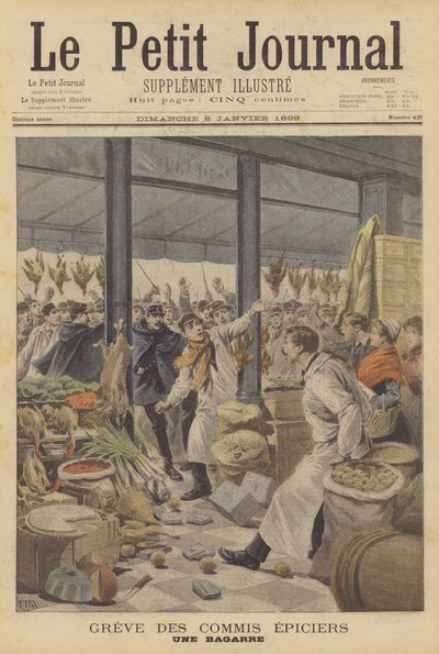 Pelea durante una huelga de empleados de tiendas de comestibles de after Henri Meyer