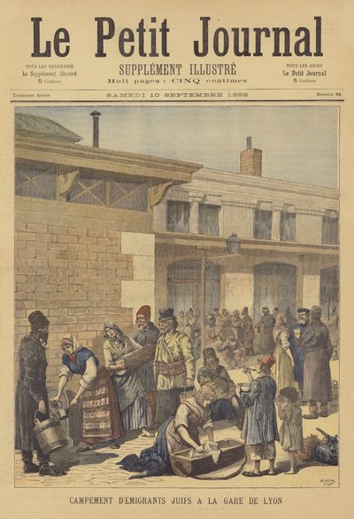 Campamento de emigrantes judíos a América en la Gare de Lyon de after Henri Meyer
