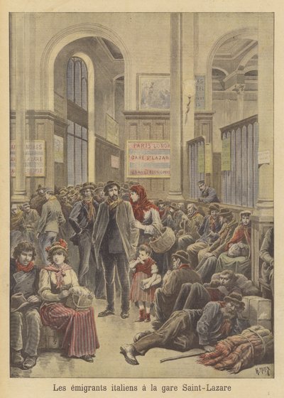 Emigrantes italianos a América en la Gare Saint-Lazare de after Henri Meyer