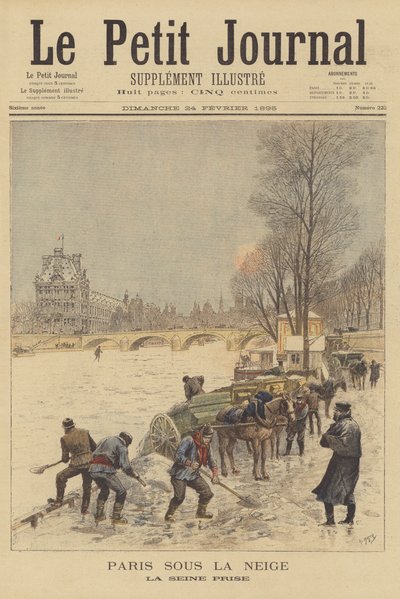 París bajo la nieve. El río Sena congelado de after Henri Meyer