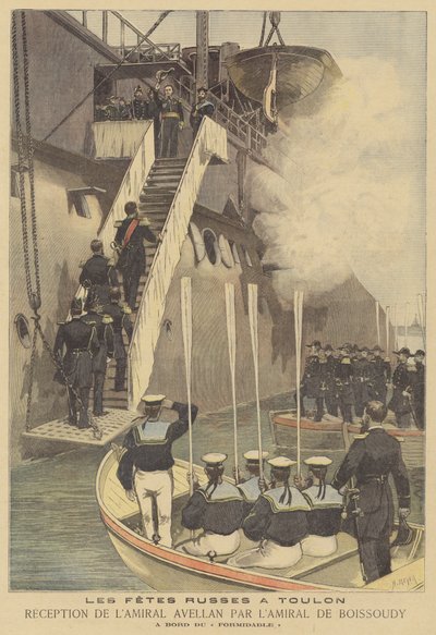 Escuadrón naval ruso visitando Toulon de after Henri Meyer
