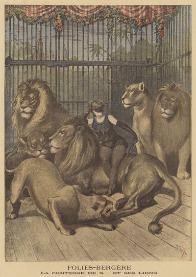 La condesa de X y sus leones en el Folies-Bergere de after Henri Meyer