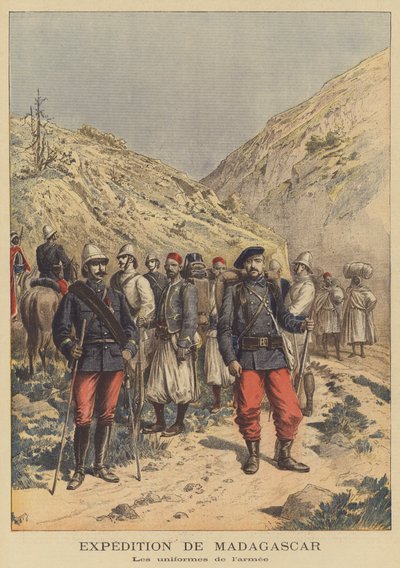 Uniformes del ejército francés en la expedición a Madagascar de after Henri Meyer