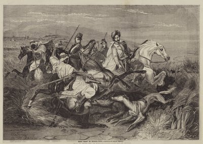Caza de jabalíes en África de after Horace Vernet
