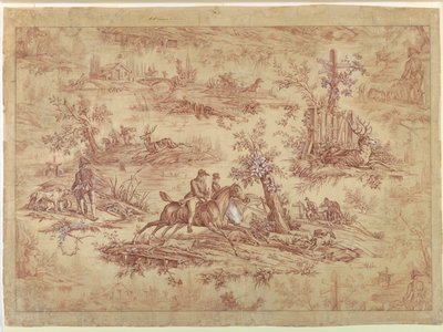 Cartón para Textil Impreso de Algodón, La Ruta de Jouy de after Horace Vernet