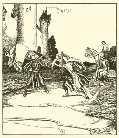 Sir Launcelot lucha con Sir Turquine de after Howard Pyle