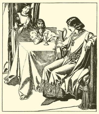 Sir Launcelot se sienta con Sir Hilaire y Croisette de after Howard Pyle