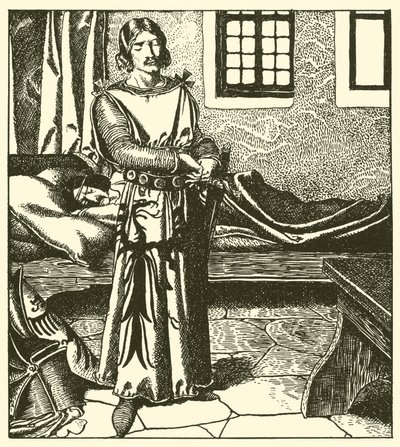 Sir Launcelot toma la armadura de Sir Kay de after Howard Pyle