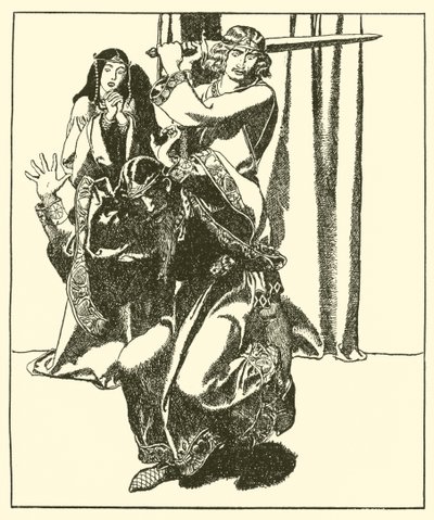 Sir Tristram ataca al Rey Mark de after Howard Pyle