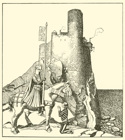 Sir Tristram llega al castillo de Sir Nabon de after Howard Pyle