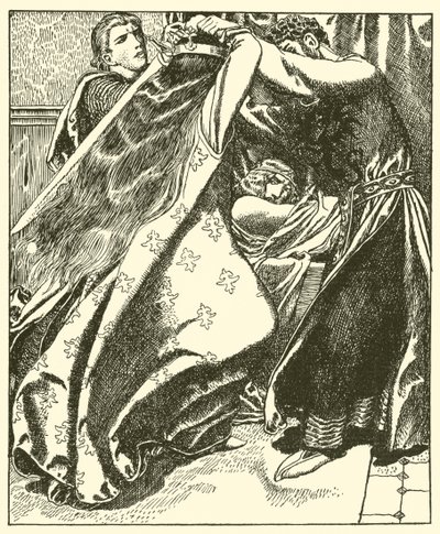 La Reina de Irlanda busca matar a Sir Tristram de after Howard Pyle