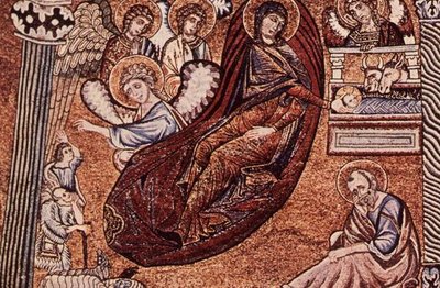Reproducción del mosaico de la Natividad en el Baptisterio, Florencia de after Italian School