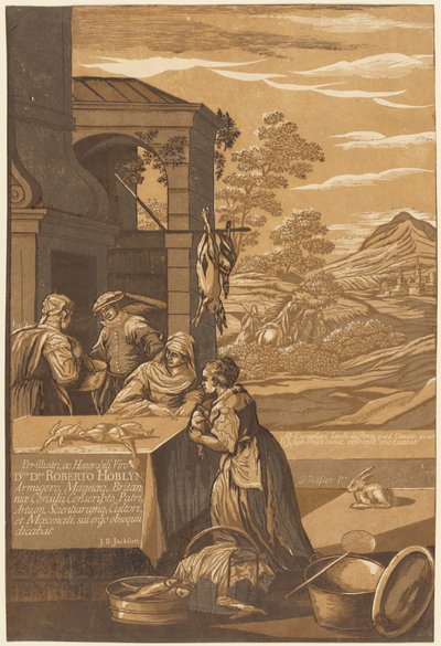 El rico y Lázaro (panel izquierdo) de after Jacopo Bassano John Baptist Jackson