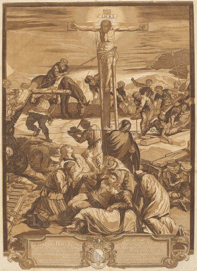 La crucifixión (panel central) de after Jacopo Tintoretto John Baptist Jackson