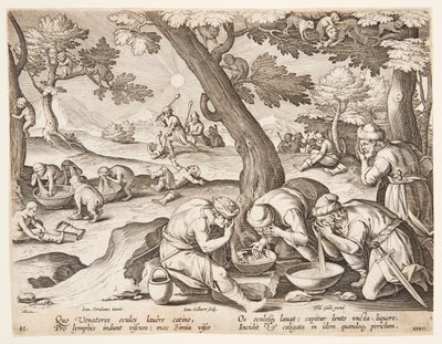 Monos imitando cazadores de after Jan van der Straet, called Stradanus