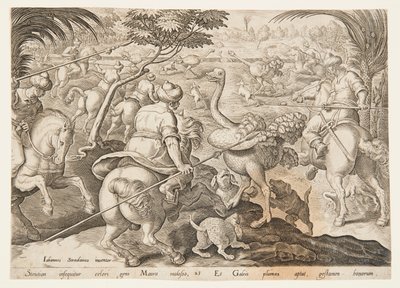 La caza del avestruz de after Jan van der Straet, called Stradanus