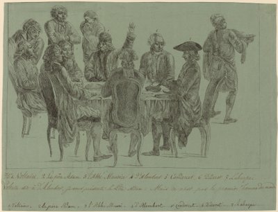 La comida de los filósofos de after Jean Huber