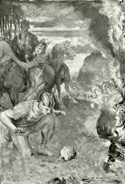 Beowulf encuentra la cabeza de Aschere de after John Henry Frederick Bacon