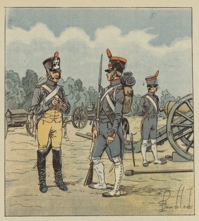 Después de cenar, el emperador habló sobre la artillería de after Louis Charles Bombled