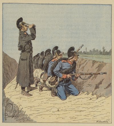 Bávaros en la trinchera de after Louis Charles Bombled
