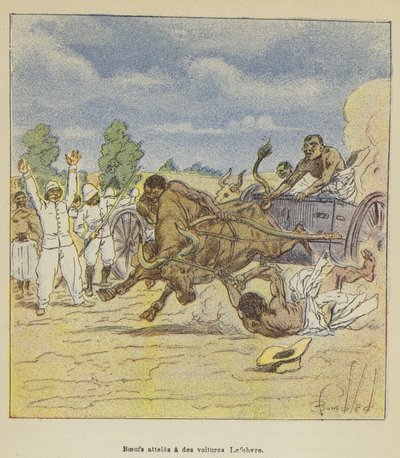 Bueyes enganchados a carros Lefebvre de after Louis Charles Bombled