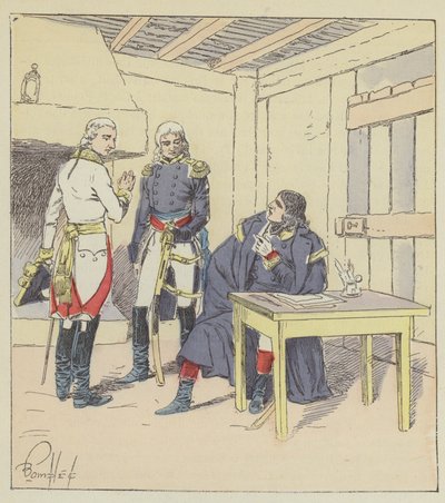 Bonaparte, Serurier y Klenau en Roverbello de after Louis Charles Bombled