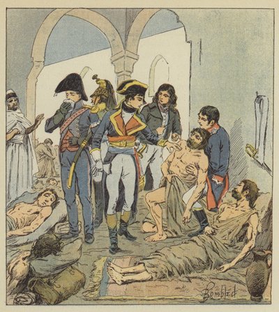 Bonaparte visita a los apestados de Jaffa de after Louis Charles Bombled