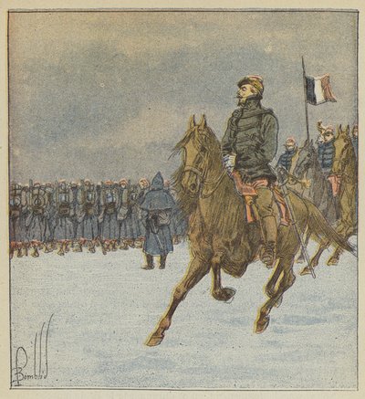 Chanzy y su estado mayor recorren la línea de batalla, antes del combate del 8 de diciembre de after Louis Charles Bombled