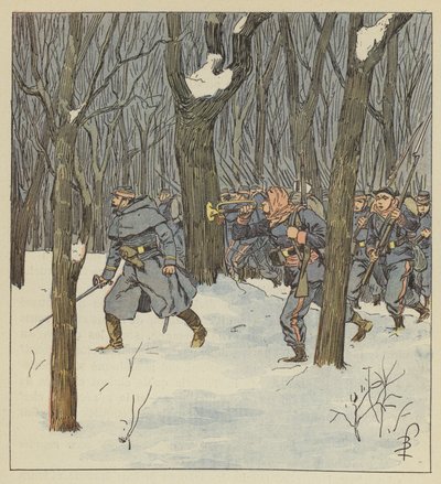 Carga a la bayoneta, en el bosque, de los móviles de la Sarthe de after Louis Charles Bombled