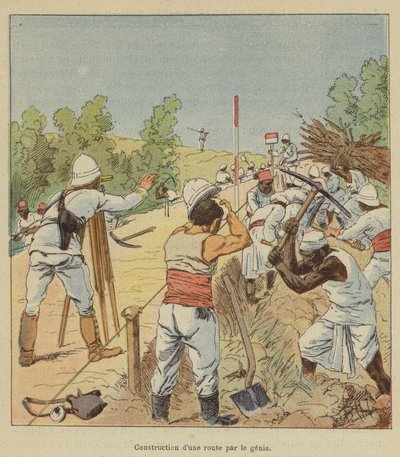 Construcción de una carretera por el genio de after Louis Charles Bombled