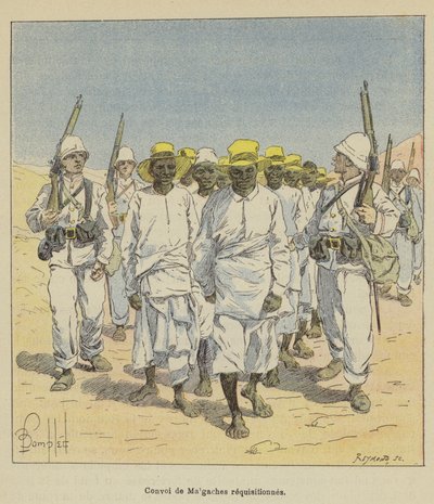 Convoy de malgaches requisados de after Louis Charles Bombled