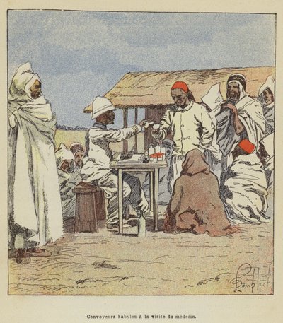Convoyeros kabyles en la visita del médico de after Louis Charles Bombled