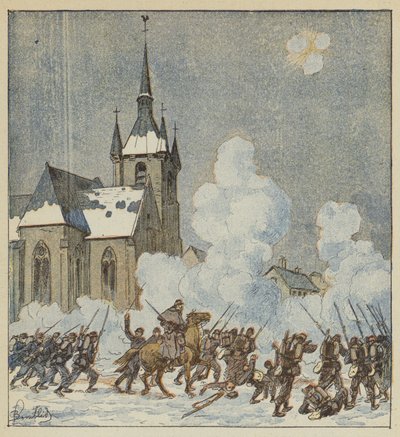 Defensa de Patay por el 75º móviles de after Louis Charles Bombled