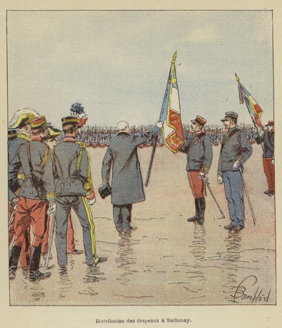 Distribución de banderas en Sathonay de after Louis Charles Bombled
