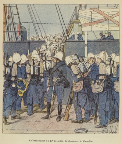 Embarque del 40º batallón de cazadores, en Marsella de after Louis Charles Bombled