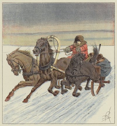 En troika sobre el Baikal de after Louis Charles Bombled