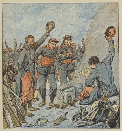 Entusiasmo de las tropas al anuncio de la salida victoriosa del general Ducrot de after Louis Charles Bombled