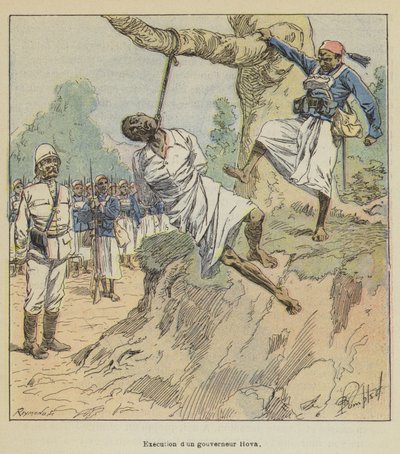 Ejecución de un gobernador Hova de after Louis Charles Bombled