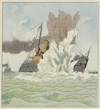 Explosión del Petropavlosk de after Louis Charles Bombled