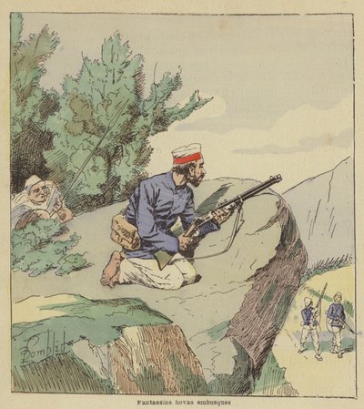 Infantes hovas emboscados de after Louis Charles Bombled
