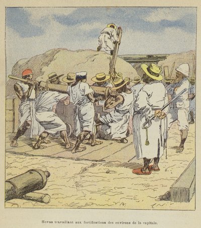 Hovas trabajando en las fortificaciones de los alrededores de la capital de after Louis Charles Bombled