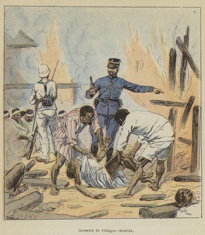 Incendio de aldeas rebeldes de after Louis Charles Bombled