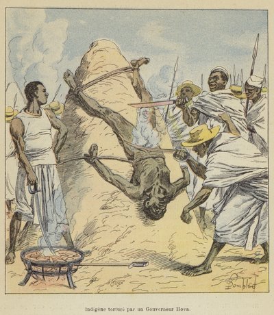 Indígena torturado por un gobernador Hova de after Louis Charles Bombled
